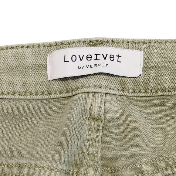 Lovervet by Vervet Straight Leg Jean Mid Rise Raw Hem Green Denim Womens Size 29 - Picture 3 of 7
